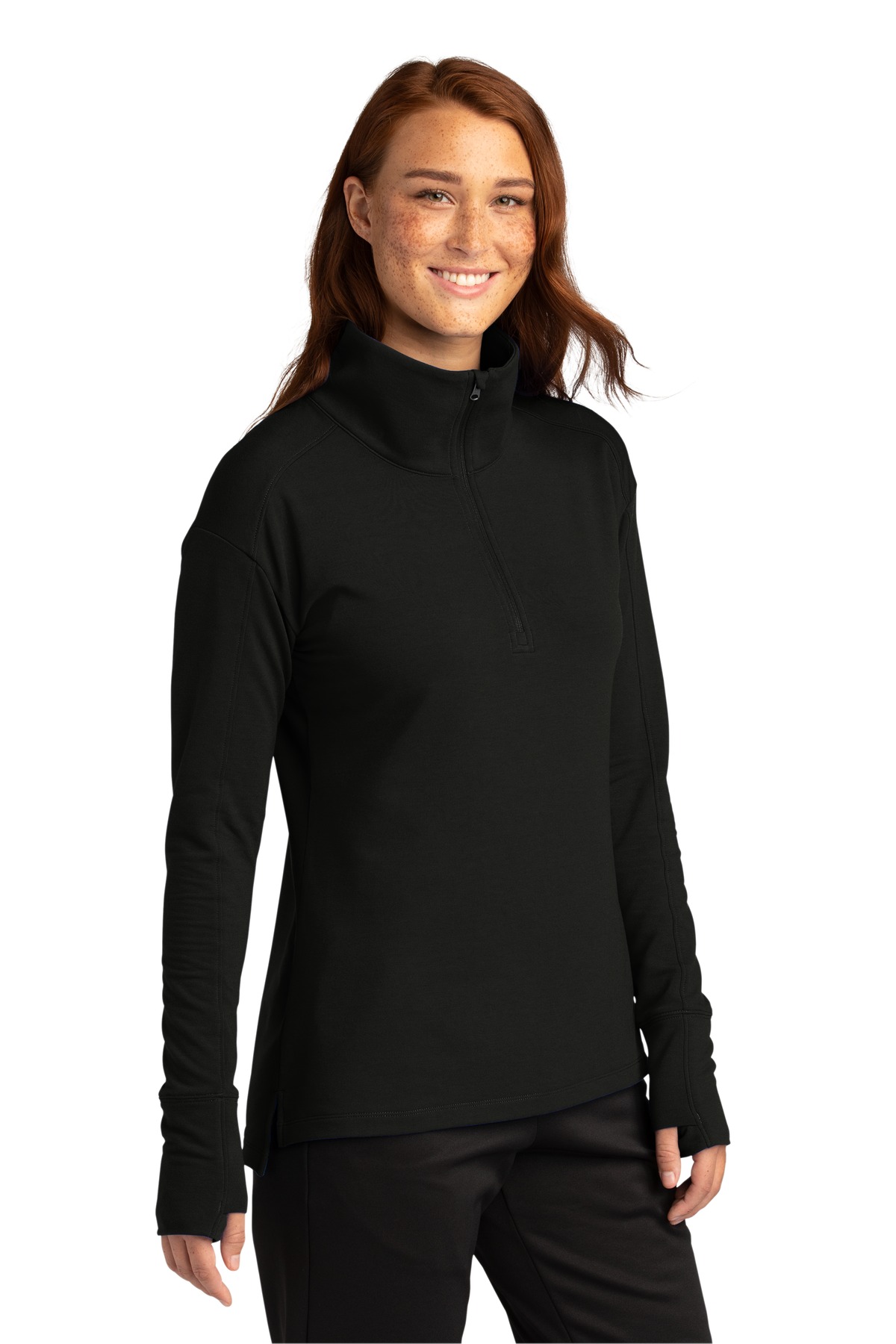 SportTek Ladies SportWick Flex Fleece 1/4Zip. LST561 Blank Apparel